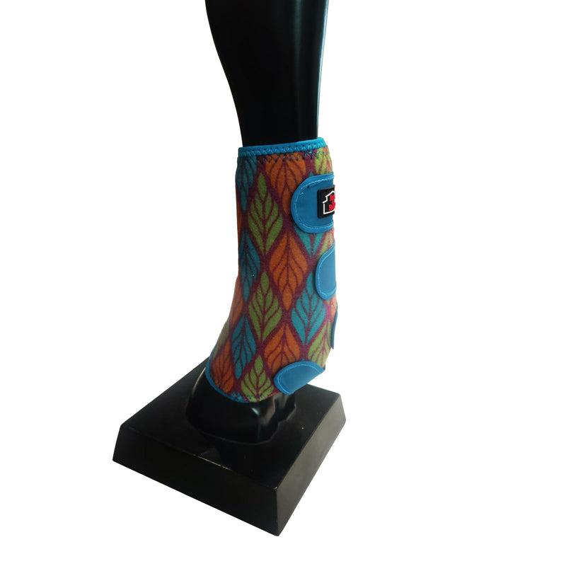 BARN & STABLE Super Breathable Horse Boots Shock-Absorbing Leg Wraps for Horse Protection Horse Sport Boots for Endurance Training Universal Front Rear Medium Blue with leaf Pattern - PawsPlanet Australia