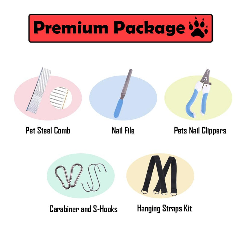 10 In 1 Dog Grooming Hammock with Comb & Nail Clippers Dog Clipping Harness Holder Durable Dog Nail Trimming Hammock for Nail Clipping and Bath Grooming(L/M/S) (L) L - PawsPlanet Australia