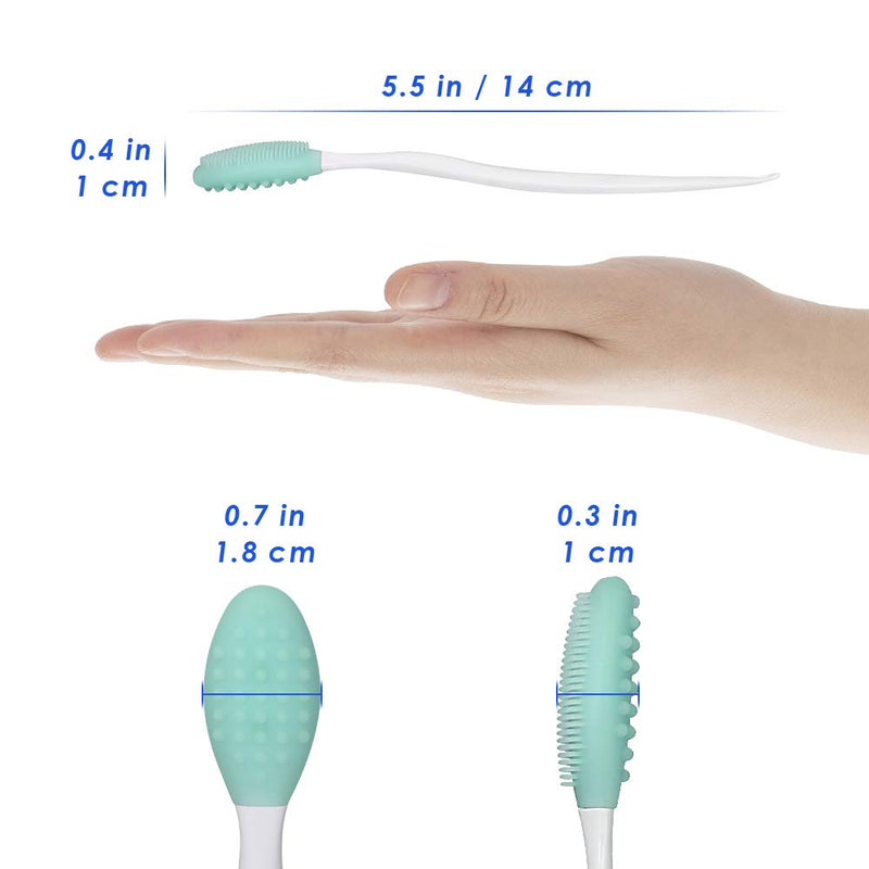 Dog Toothbrush, 4 Packs Silicone Pro Double-Sided Soft Comfort Gentle Dental Brushes Set Kit with 5.7 inches Curved Long Handle for Puppy Small Medium Dogs Cats Most Pet (Set 1) Set 1 - PawsPlanet Australia