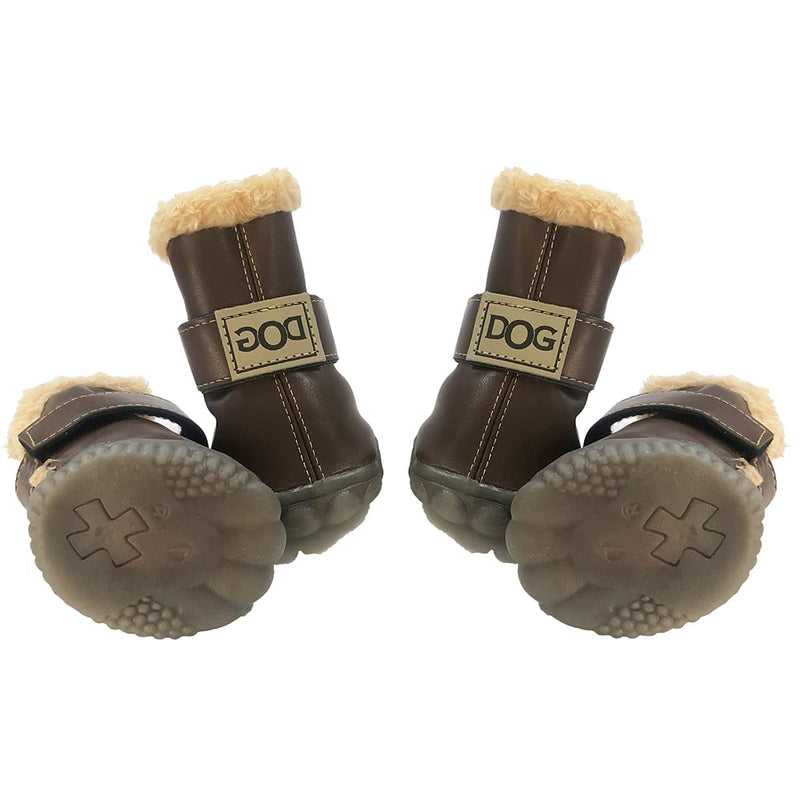 WINSOON Dog Australia Boots Pet Antiskid Shoes Winter Warm Skidproof Sneakers Paw Protectors 4-Ppcs Set (Size 2, Dark Brown) Size 2 - PawsPlanet Australia