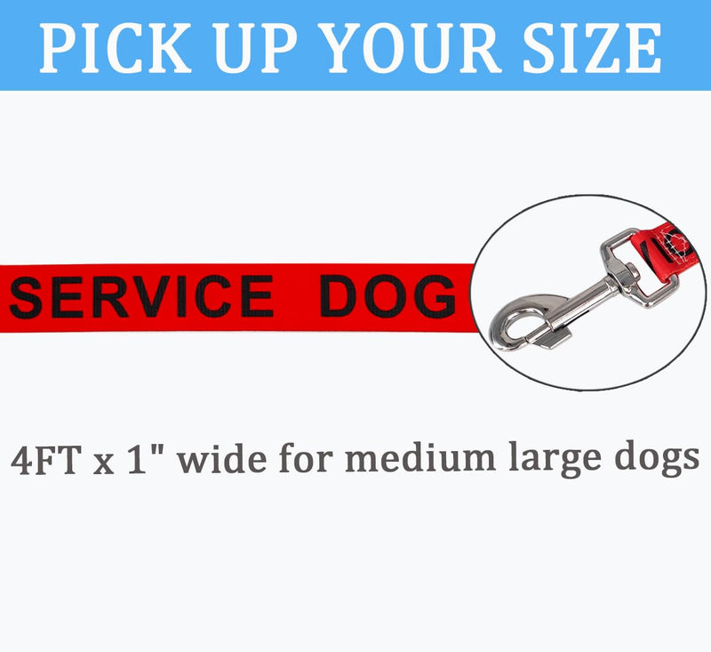 MayPaw 4FT Service Dog Leash, 1" Wide Nylon Dog Leash with Comfortable Neoprene Handle, Great for Medium to Extra-Large Dogs (4ft x 1", red) 4ft x 1 inch Red leash - PawsPlanet Australia