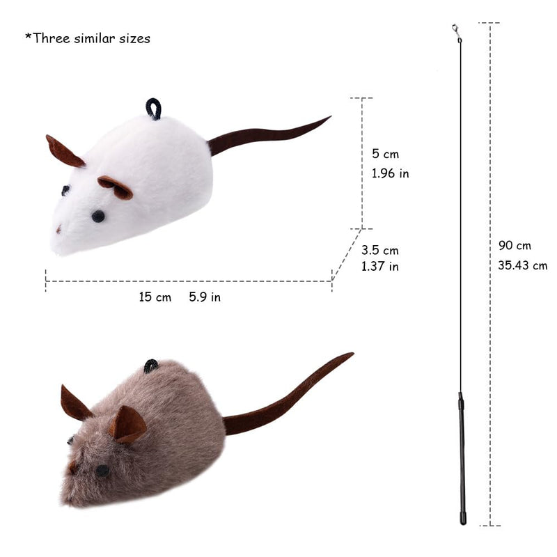 PAZ'S GIFT Cat Wand Toy, cat Stick Interactive Vocal Toy Mouse, Squeak, Mouse, cat Toy, cat Kick Toy, Suitable for All cat Types, 2-Pack - PawsPlanet Australia