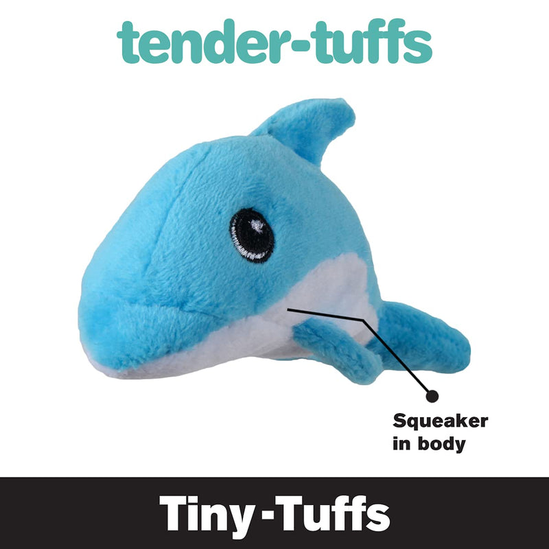 Snuggle Puppy Tender-Tuffs Tiny - Tough Plush Dog Toys for Puppies and Small Breeds - Stuffed Blue Dolphin with Puncture Resistant Squeaker - PawsPlanet Australia