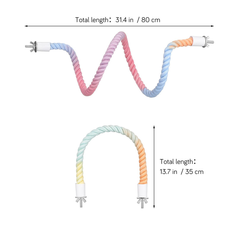 NOLITOY 3Pcs Bird Rope Perch Stand, Gradient Colorful Bendable Climbing Rope Swing Cage Accessory Toy for Parrots Cockatiel Budgie - PawsPlanet Australia