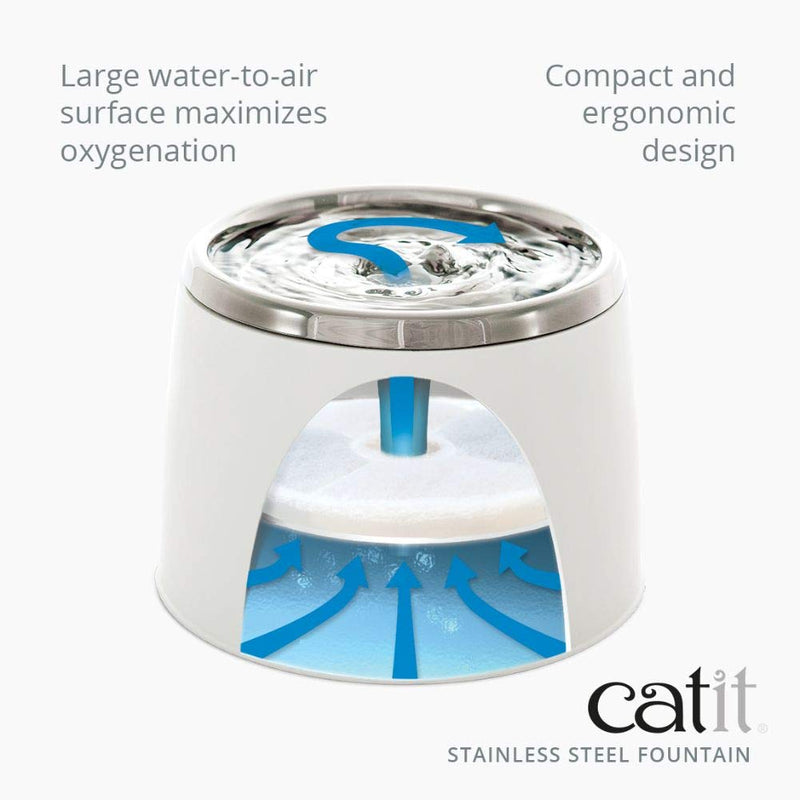 Catit Fresh & Clear Stainless Steel Cat Water Fountain, 50023 64 fl. oz. - PawsPlanet Australia