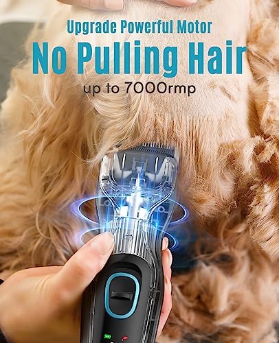 oneisall Dog Clippers Professional for Thick Hair, Heavy-Duty Grooming Kits with Detachable Metal Blade, Low Noise, 210 Min Run Time, Cordless Pet Shaver for Cockapoo Poodles DTJ-001