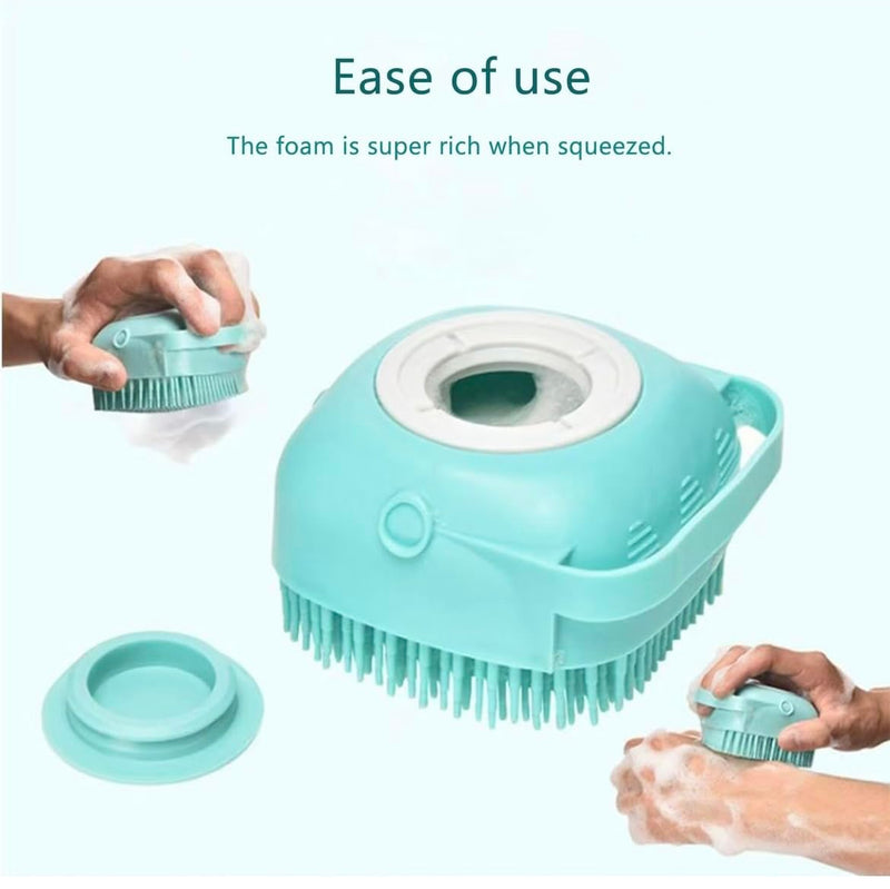 Pet Bath Massage Brush with Soap Dispenser, Soft Silicone Grooming Tool for Dogs Cats - PawsPlanet Australia