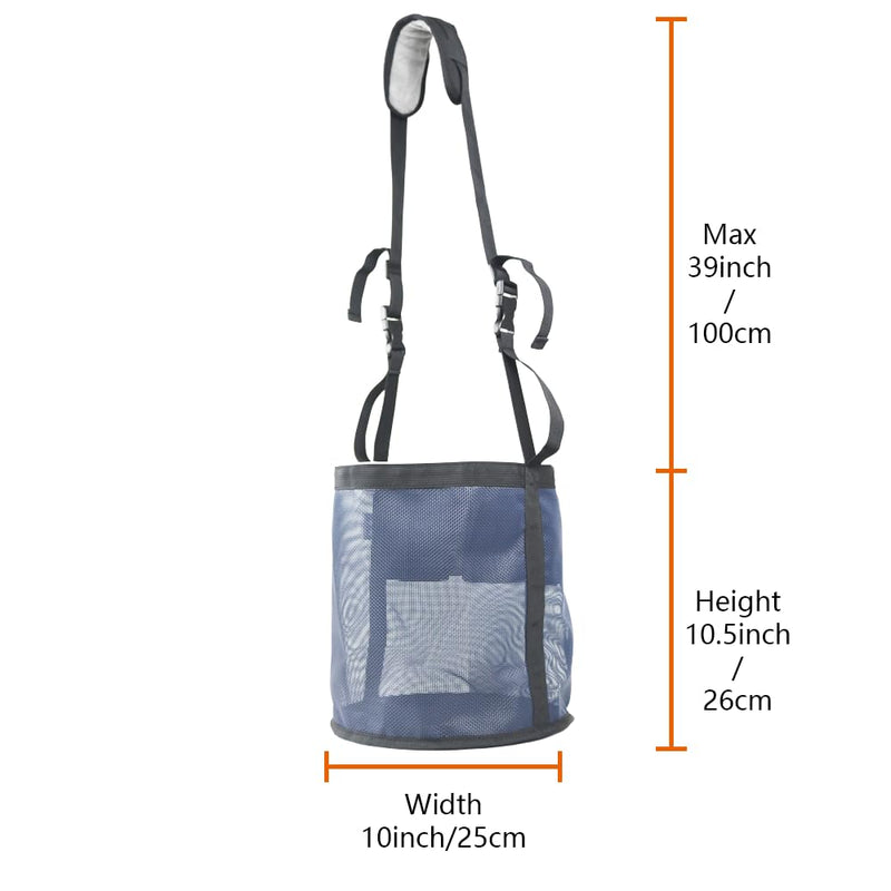Horse Feed Bag - Heavy Duty Muzzle With Adjustable Strap, Comfort Neck Pad, Nose Pad and Double Waterproof Bottom Mesh - Pack of 2 (Darkblue) Darkblue