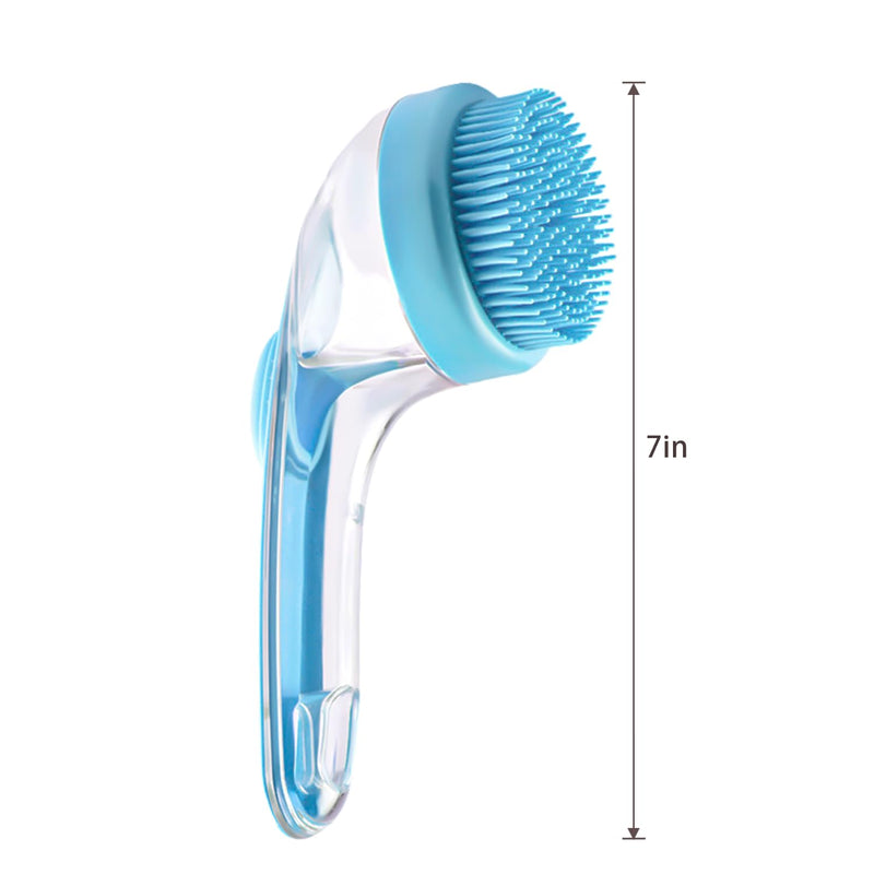 Pet Bath Brush,Dog Shampoo Brush Bubble Maker,New 2 in 1 Dog Bath Brush with Built-in Shampoo Dispenser,Bathing Dog Grooming Massage Brush for Showering Long and Short Haired Dogs and Cats(blue) Blue - PawsPlanet Australia
