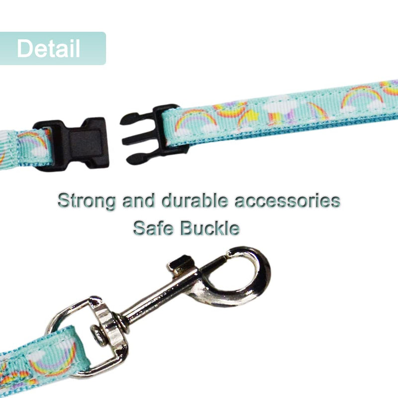 Cat Harness and Leash Set Escape Proof Soft Nylon Adjustable Kitten Vest Harness for Walking Small Medium Large Cats Rainbow Pattern Medium M Blue - PawsPlanet Australia
