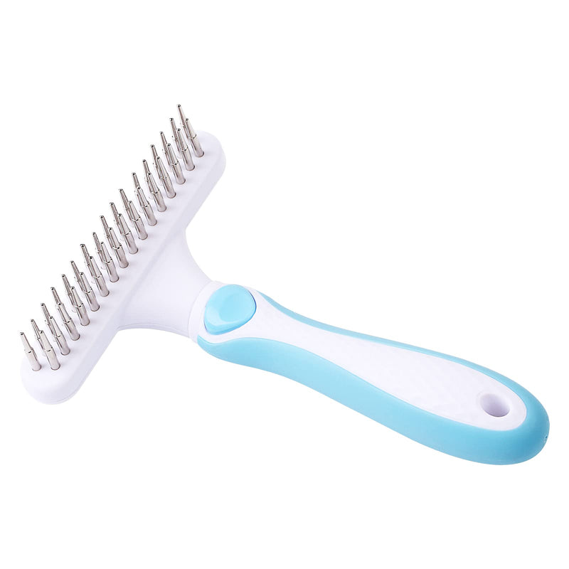 Pet Grooming Brush - Undercoat Rake for Dogs, Cats, Dematting Deshedding Brush Comb - Ideal for Thick, Long Hair, Matted Pets - Professional Shedding Tool - Blue - PawsPlanet Australia