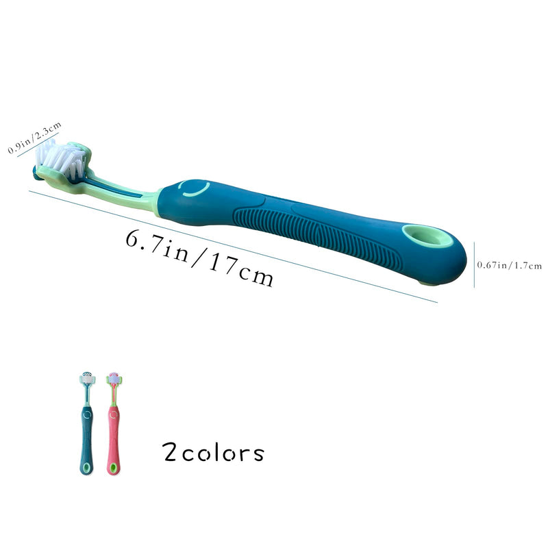 Dog Toothbrush, 2-Pack, Pink and Green, Battery Powered, Suitable for Most Dogs and Cats, Three-Sided Design for Easy Teeth Cleaning 2pcs Pink Green