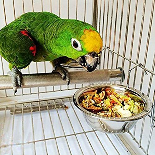 Wontee Pet Bowl Stainless Steel Hanging Food Water Cup Feeder with Hook Detachable for Dogs Cats Kennel, Bird Parrot Rabbit Cage S - PawsPlanet Australia
