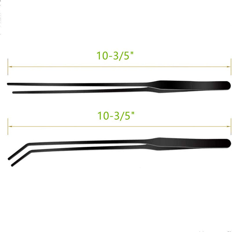 MRTIOO Reptile Stainless Steel Long Tweezers Feeding Tongs, Lizards Snake Gecko and Tarantula Supplies, Aquarium Fish Tank Tools - Black 2Pcs - PawsPlanet Australia