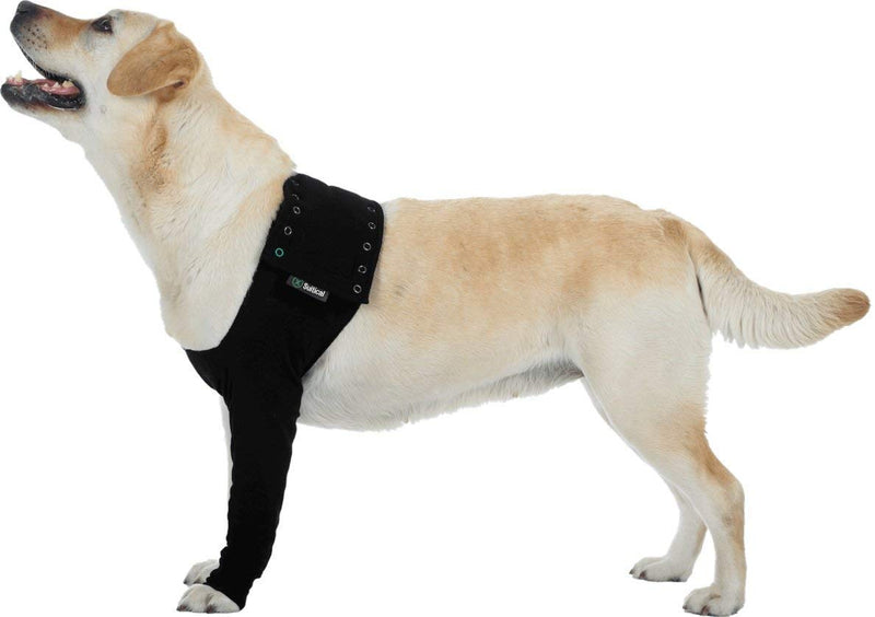 Suitical Recovery Sleeve for Dogs | Front Leg Protection After Surgery | Dog Leg Sleeve to Stop Licking | Machine Washable | Chest Circumference 25.2”- 33.1” | Sleeve Length 13.8” | L | Single Sleeve Black - PawsPlanet Australia