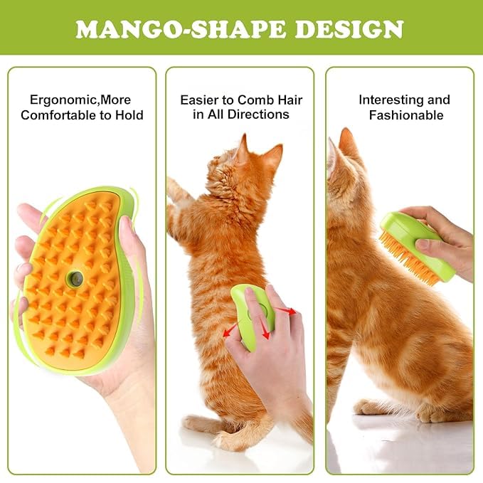 Cat Steam Brush for Shedding,3 in 1 Water Dog Brush, Pet Spa Brush for Dogs Cats,Spritz Defur Comb, Steamy Pet Brush,Pet Spray Hair Removal Comb,Cat Mist Brush,Steaming Cat Brush Steamer (Green) Green - PawsPlanet Australia