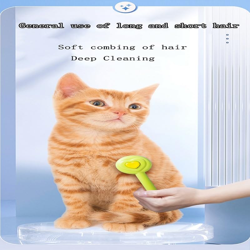 Self Cleaning Slicker Brush, Dog Cat Bunny Pet Grooming Shedding Brush，Deshedding Pet Supplies Accessories (Green) Green