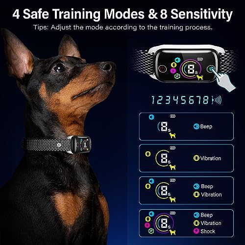 2024New Dog Bark Collar, Coolait Bark Collar for Large Medium Dogs,Rechargeable Anti Bark Collars Smart Shock Barking Collar with 8 Adjustable Sensitivity & 4 Stopping Barking Training Modes 2 Pack BLACK - PawsPlanet Australia