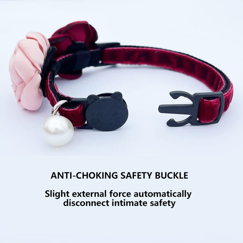 Pink Cat Collars for Girl Cats - Fancy Cat Collar Breakaway with Flowers Adjustable from 7.5" to 11.8" for Girl Kitten Puppy Small Cats Dogs (Pink) Pink - PawsPlanet Australia