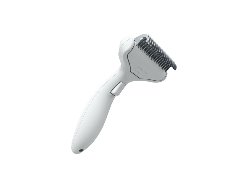 Pet Grooming Combo Tool for Cats and Dogs, Deshedding and Dematting Rake with Metal Comb forDetangling Long, Matted Fur (White) White