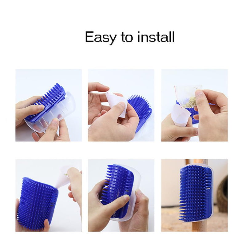 Cat Self Groomer Wall Corner Massage Comb Grooming Brush Soft Rubber Bristles Kitten Massager Tool Fit for Flat Wall Corner Cage and Hand Hold (Gray) Gray - PawsPlanet Australia