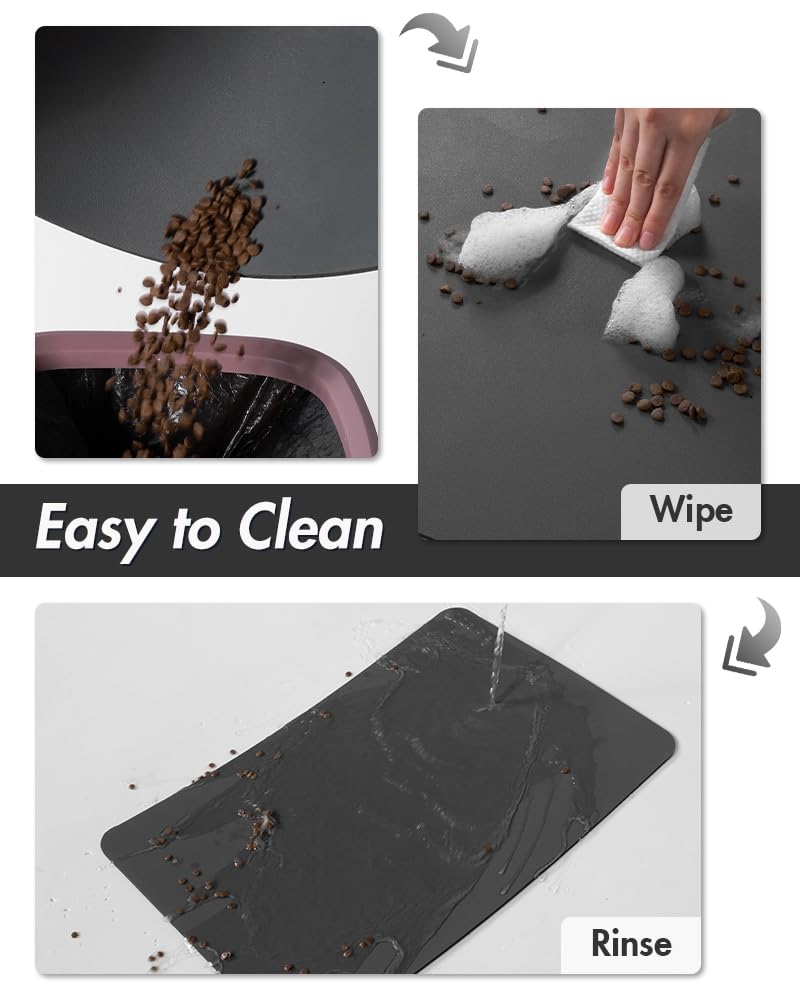 MontVoo-Absorbent Pet Feeding Mat-No Stains Dog Mat for Food and Water Bowl-Quick Dry Dog Cat & Dog Food Mat Water Dispenser Mat-Pet Supplies Mat-Dog Water Bowl Mat for Messy Drinker 12"x19" DARK GREY - PawsPlanet Australia