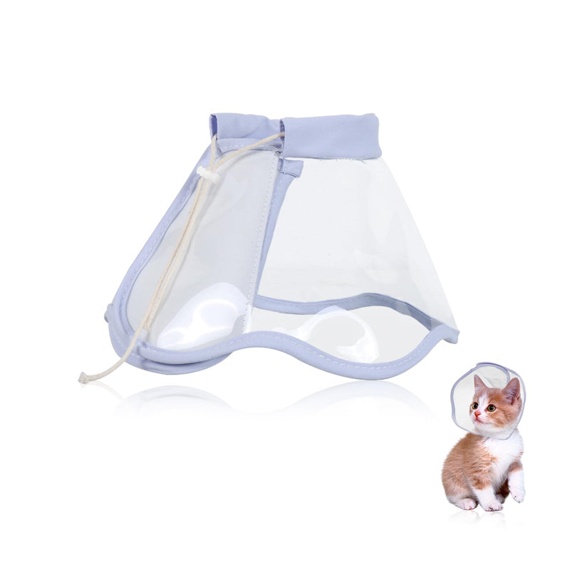 Andiker Cat Cone Collar, Folding Adjustable Cat Recovery Collar with Drawstrings Lightweight Transparent Elizabeth Collar for Dogs and Cats Kittens to Stop Licking and Scratching (Purple, S) Purple