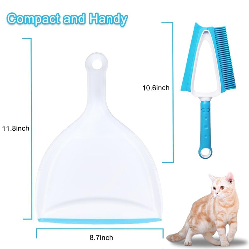 Pet Rubber Brush with Mini Dustpan,Dog Cat Hair Removal Brush with Squeegee,Portable Small Carpet Brush for Clothes,Cars,Sofa,Bed Sheet - PawsPlanet Australia
