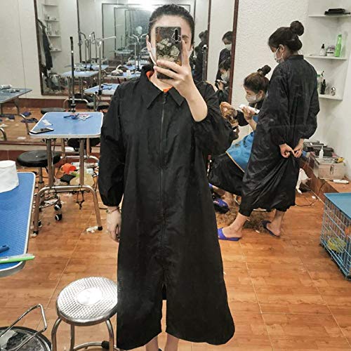 DHXYZZB Grooming Smock- Waterproof Grooming Workwear Barber Jackets for Women Men, Nylon Professional Pet Groomer Smock Apron Medium Black - PawsPlanet Australia