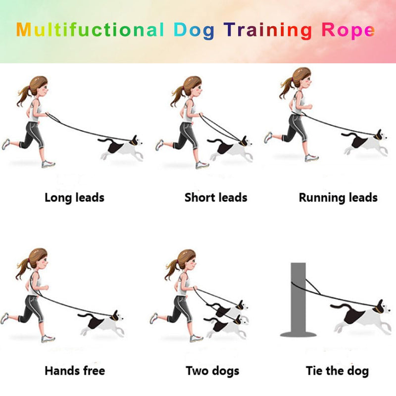 LWBMG Multifunctional Rope Dog Leash 7 FT with Double Swivel Hook Hands Free for Small Medium and Large Dogs Running Walking Macaron 7FT x 1/2in - PawsPlanet Australia
