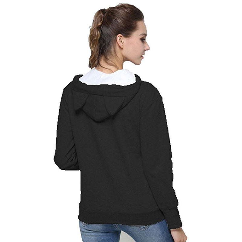 Jomago Womens Pet Carrier Thin Hoodies Kitten Puppy Pouch Shirts Animal Holder Hood Long Sleeve Sweatshirt XX-Large Black - PawsPlanet Australia