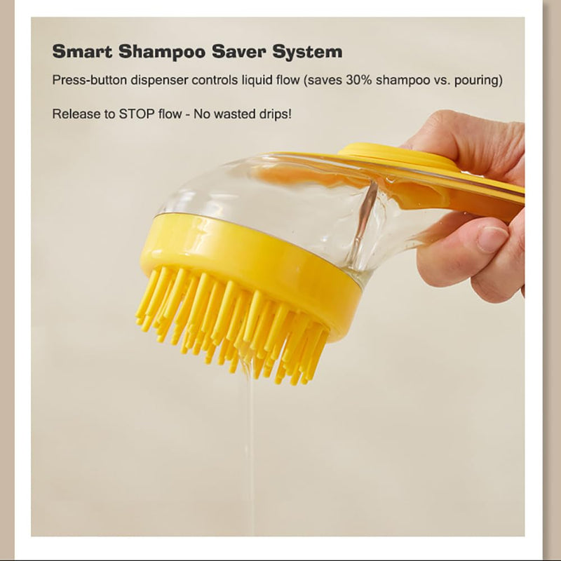 Pet Bath Brush with Shampoo Dispenser - Silicone Massage Grooming Tool for Cats & Dogs, Long Handle Dog Cat Bath Brush for Wet/Dry Use Green (ABS + Food-Grade Silicone, 7.5") - PawsPlanet Australia