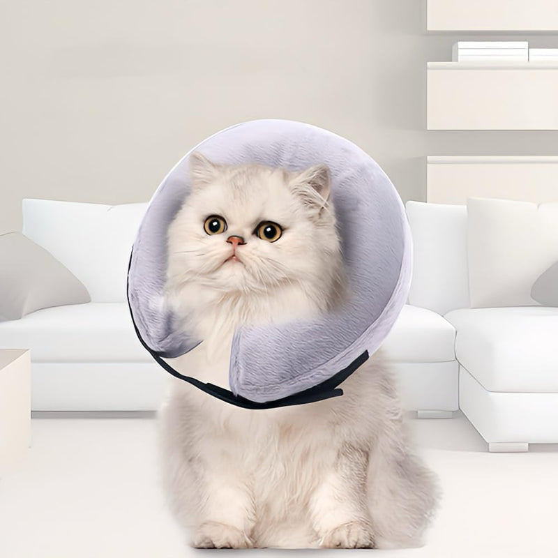 PAWRELIEF Soft Inflatable Dog Cat Cone Collar – Pet Recovery & Protective Dog Neck Collar for Medium Dogs Cats to Prevent Scratching, Licking (Grey, Medium) Gray