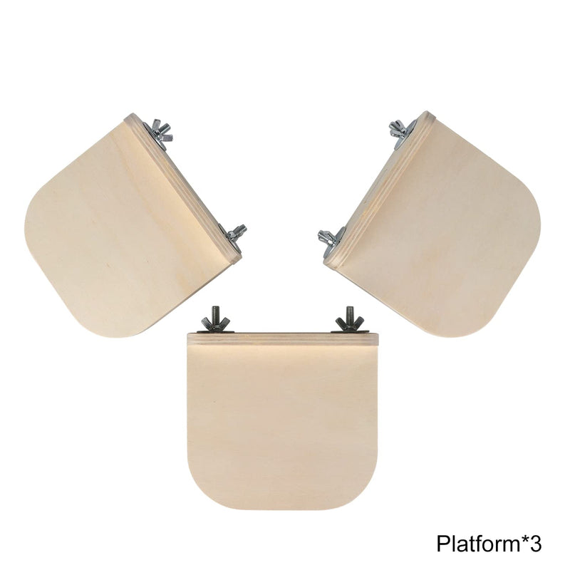 Chinchilla Wooden Platform Set, Chinchilla Cage Platform with Feeding Bowl, Small Animals Cage Accessories for Chinchilla Squirrel Gerbil Suger Glider Hamsters (3Pcs of Small Platform) 3Pcs of Small Platform - PawsPlanet Australia