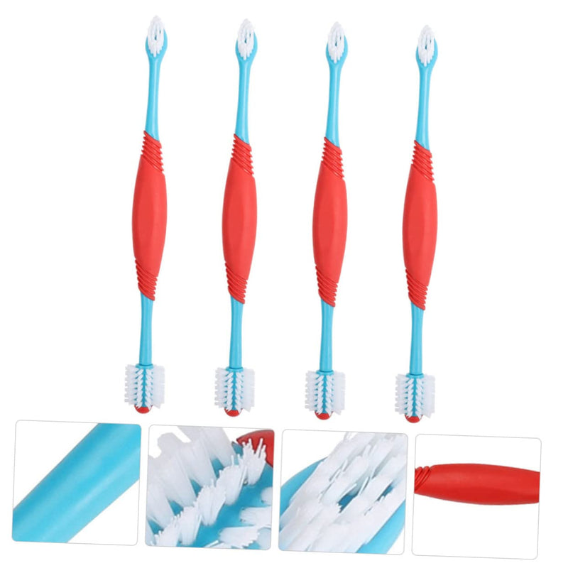 Pack of 4 Pet Toothbrushes with Double Head, Effective Dog Dental Care, Soft Bristles for Thorough Cleaning, Dental Hygiene for Dogs and Cats, Easy to Use