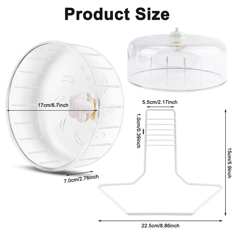 6.7inch Hamster Exercise Wheel, FHDUSRYO Transparent Hamster Running Wheel with Metal Stand, Silent Spinner Hamster Wheel, Pet Running Toy Cage Accessory for Small Animals, Mice Rat, Hedgehog - PawsPlanet Australia