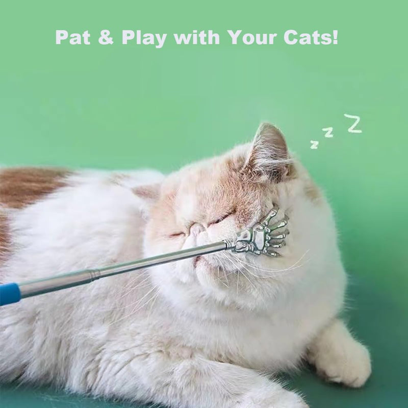 2-Pack Pet Interactive Touch Therapy Toys for Cats & Dogs, Telescopic Pet Massage Stick for Training, Bonding, Socialization, Retractable 22 Inch Skeleton Hand & Rake Shaped Teaser Wand Mixed - PawsPlanet Australia