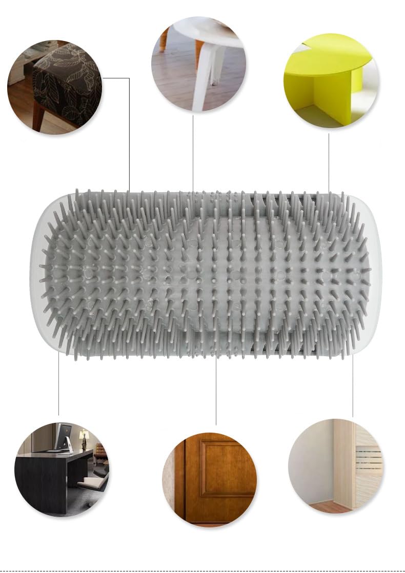 Cat Self Groomer Wall Corner Massage Comb Grooming Brush Soft Rubber Bristles Kitten Massager Tool Fit for Flat Wall Corner Cage and Hand Hold (Gray) Gray - PawsPlanet Australia
