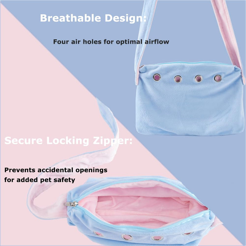 Meow&Woof Sugar Glider Bonding Pouch Small Pet Carrier Bag Sling with Strap Critter Cuddler for Gliders Ferret, Rat, Hedgehog, Hamster Outdoor-Blue Blue - PawsPlanet Australia