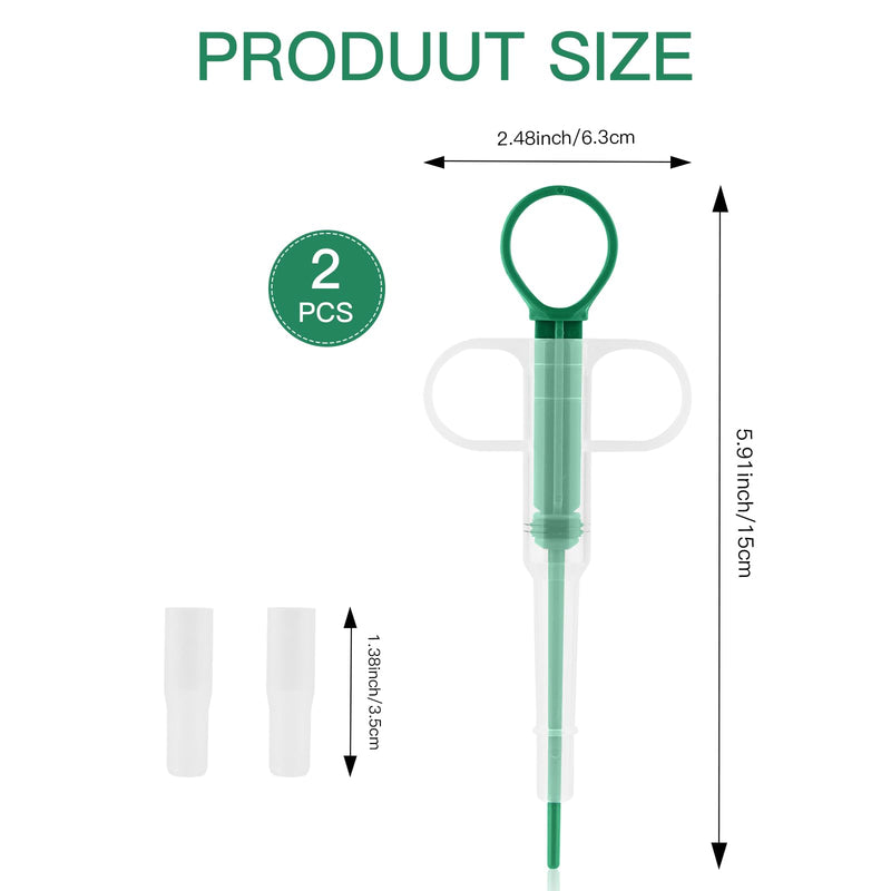 Pack of 2 Cat Pill Dispenser, Pill Dispenser for Cats, Medication Feeder Pet Pusher Shooter Pills Feeder Pet Medicine Syringe Dogs Pet Feeders for Cats Dogs Small Animal (Green) Green