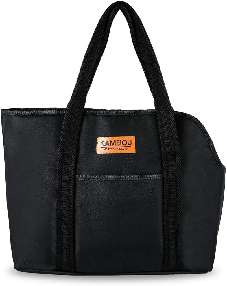 KAMEIOU Pet Dog Purse Carrier Tote Bag for Medium Dogs Travel Soft-Sided Purse Carriers with Safety Tether Buckle Stand Pedal Inside Pocket Portable Dogs Sling Tote Carrier Purses for Small Medium Dog Black - PawsPlanet Australia