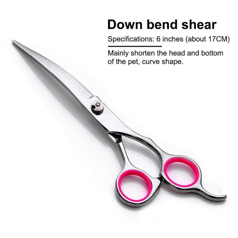 DONGKER 6 inch Stainless Steel Pet Grooming Scissors, Down Curved, Ambidextrous, Classic Style