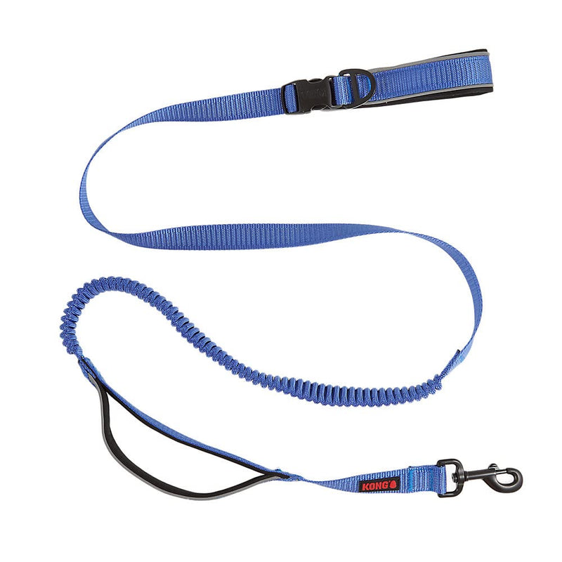 KONG Reflective Shock Absorbing Hands-Free Bungee Dog Leash 6' (Blue) - PawsPlanet Australia