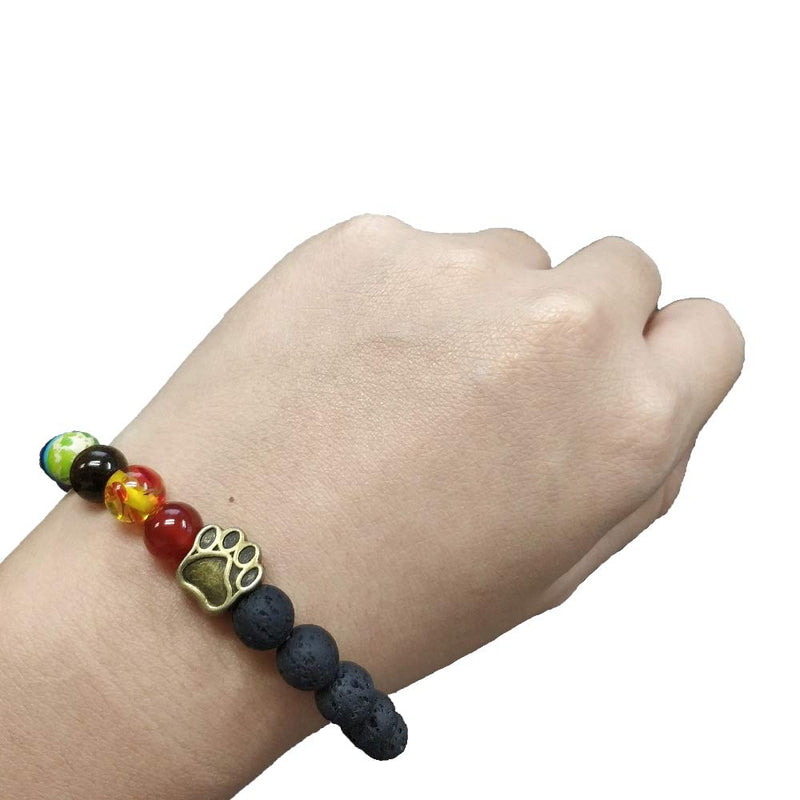 Rainbow Bridge Pet Memorial Gift Lava Bead Bracelet in Memory of Dogs Cats - PawsPlanet Australia