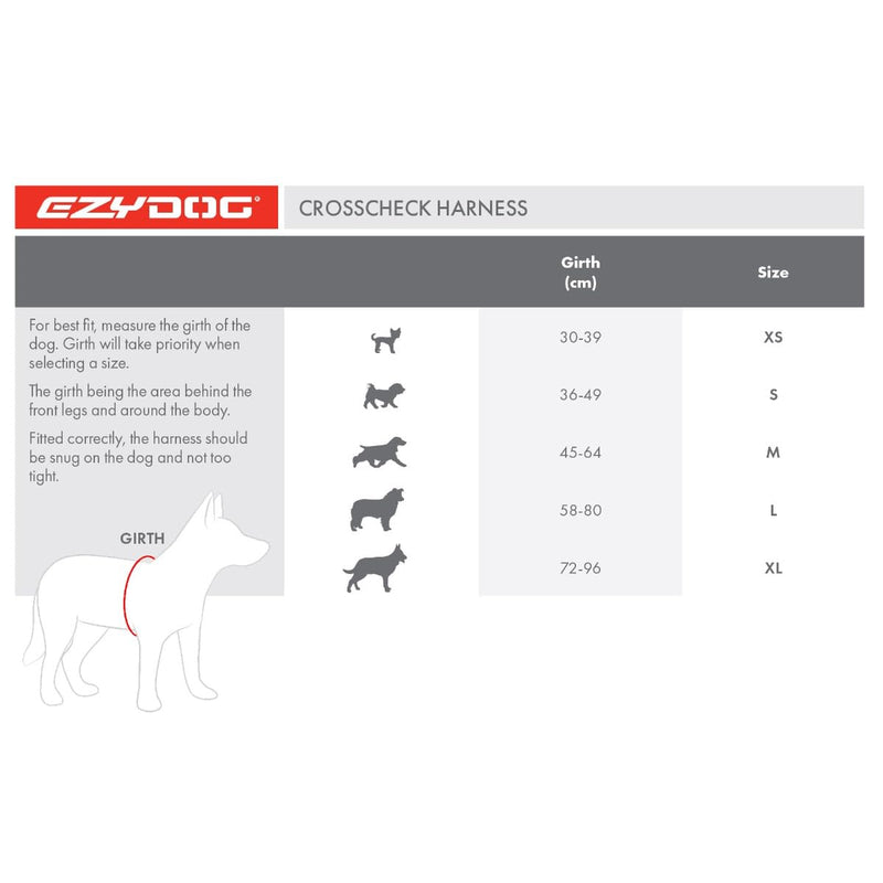 EZYDOG Crosscheck Training Harness | Anti Pull Harness, Dog Harness for Small, Medium and Large Dogs, Dog Training Accessories, Reflective, Adjustable Size (S, Black) S