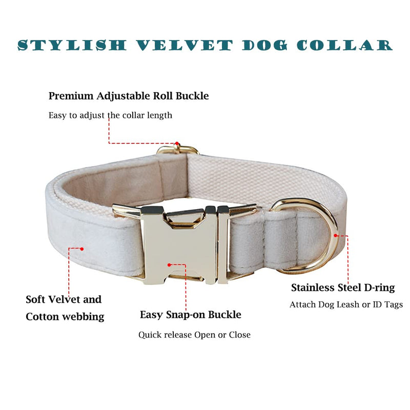 JiangYanus Dog Collar and Leash Set, Velvet Dog Collar and Leash with Metal Quick Release Buckle Adjustable for Small Medium Large Dogs Walking Running Training and Wedding Birthday or Christmas Party - PawsPlanet Australia