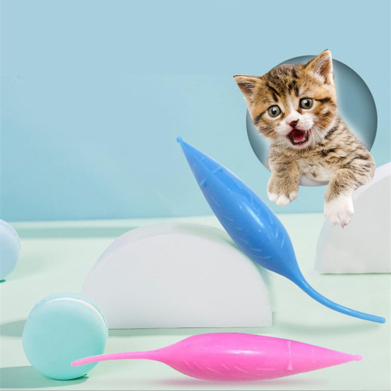 BESTYASH Dental Care Stick for Cats and Kittens, Catnip Chew Toy in Mouse Shape Made of Silicone, Suitable for Chewing and Playing, for Dental Cleaning and Entertainment