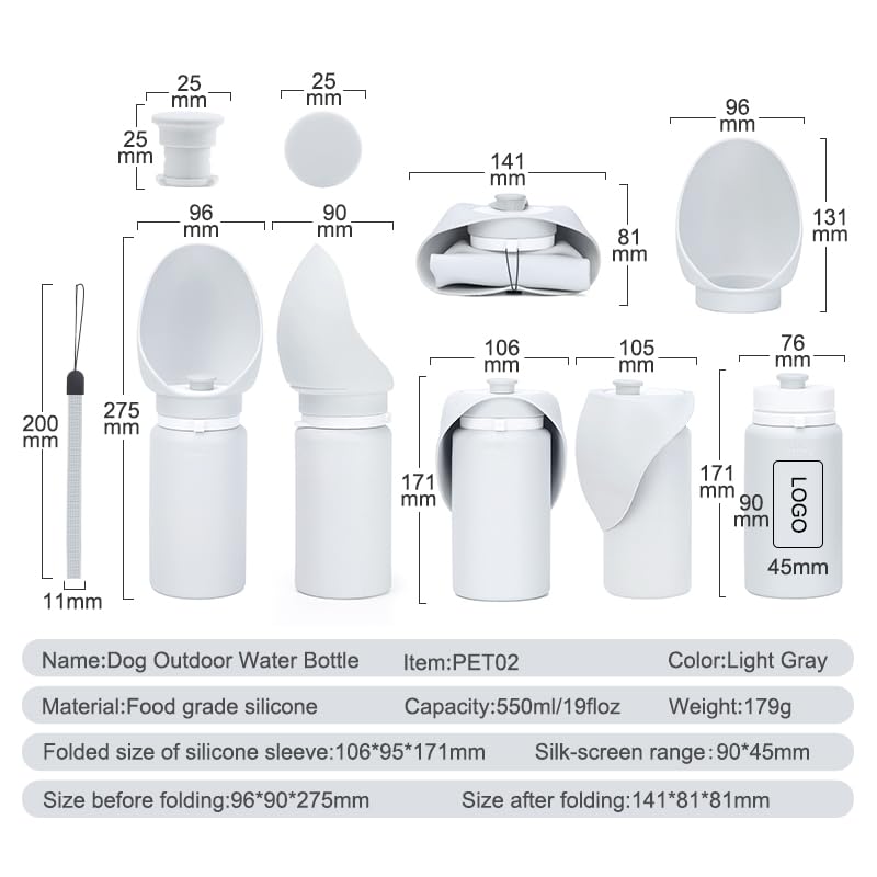 Dog Water Bottle,19oz Foldable Leak Proof Portable Dog Water Bottle, Dispenser Drinking Bowl,Dogs, for Walking Dog Water Dispenser with Drinking Feeder for Pets Outdoor,Hiking,Travel - PawsPlanet Australia