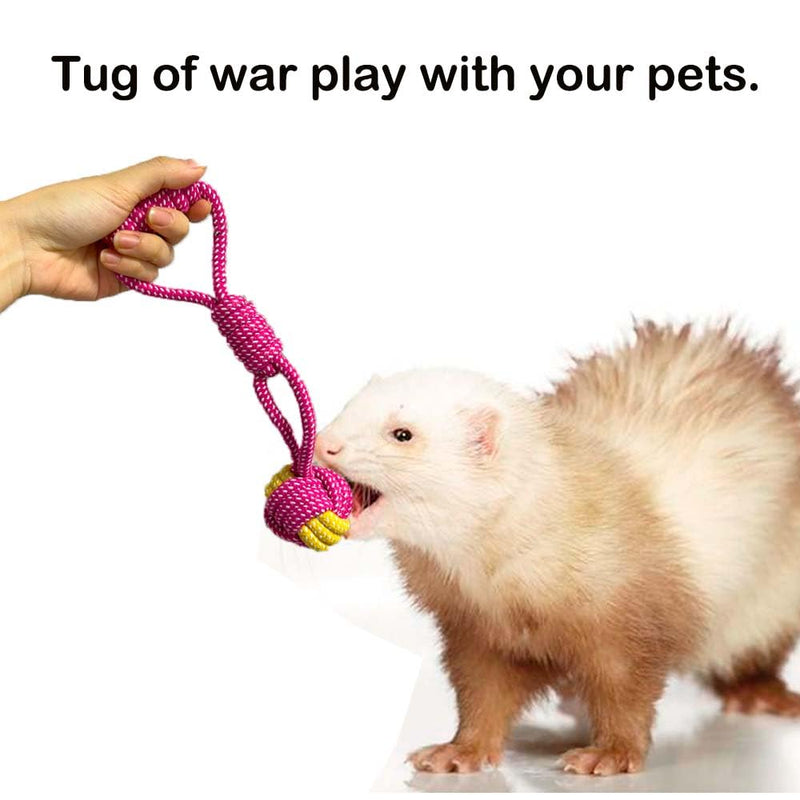 6 Pack Ferret Chew Toys Ferret Bell Balls Squeaker Toys Squeak Toy Teething Pet Toy Durable Knotted Tug of war Toy Cotton Chew Toys Exercise Scratch Toy Interactive Cat Dog Rope Toy Set Small Animals - PawsPlanet Australia