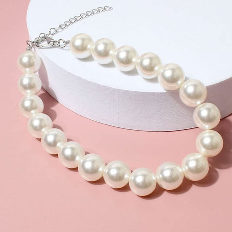 Adorable Pet Pearl Collar Adjustable Cat Dog Pet Necklace Jewelry Chihuahua York Girl Clothing Dress Accessories White - PawsPlanet Australia